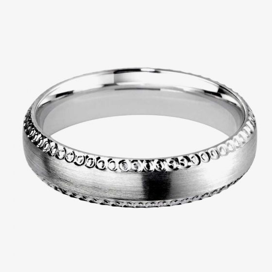 Palladium 6mm Court Brushed Scalloped Edge Ring BC6.0/F61 PALL