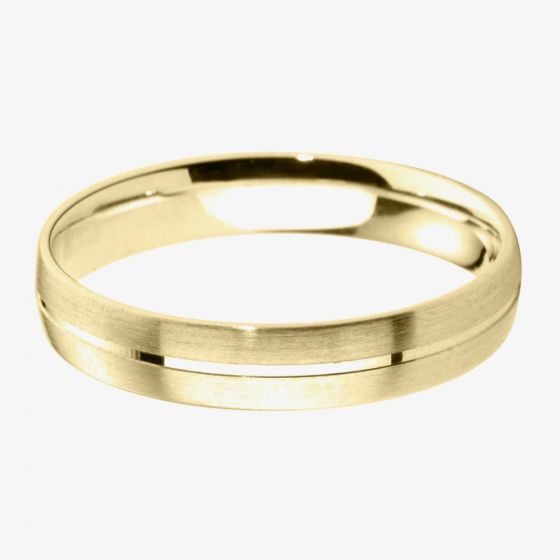 9ct Gold 6.0mm Flat Court Brushed and Polished Wedding Ring BFC6.0/F05 9Y