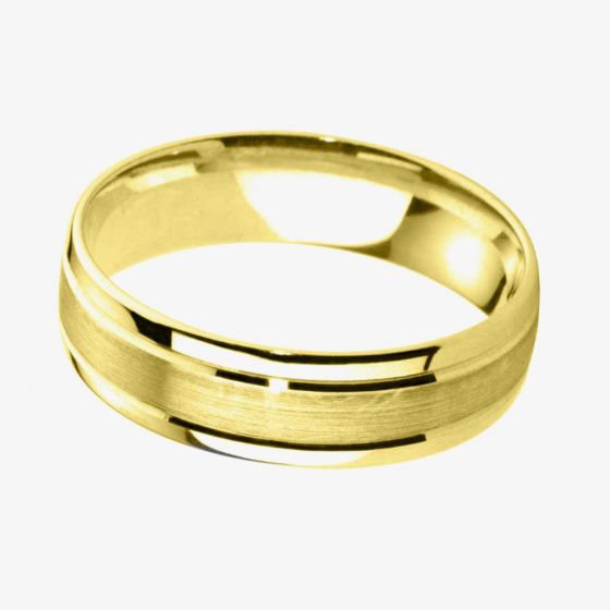 9ct Gold 5.0mm Court Bevelled Brushed and Polished Wedding Ring BC5.0/F06 9Y