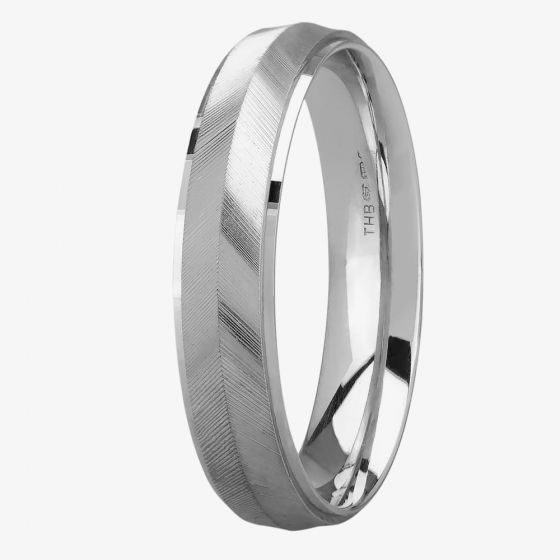 9ct White Gold 5.0mm Court Knife-edge Tramline Wedding Ring BC5.0/F50 9W
