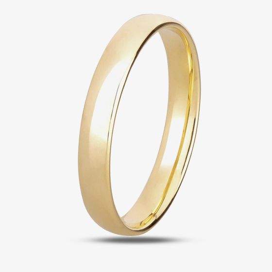 9ct Yellow Gold 3mm Ultra-Light Court Wedding Ring BC1.0-3.0 9Y