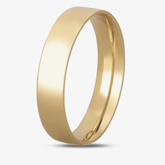 9ct Yellow Gold 5mm Flat Court Wedding Ring BFC5.0 9Y