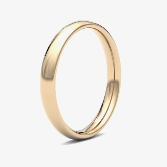 9ct Gold 3mm Plain Court Ring 3LMC-9Y Q1/2