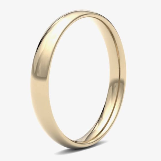 18ct Yellow Gold 3.0mm Light Court Wedding Ring 3LLC-18Y