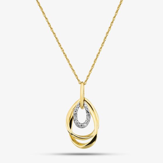 Two Colour Certified 0.10ct Lab Grown Diamond Oval Pendant Necklace LGP47085