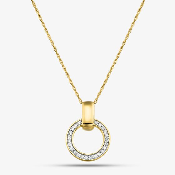 Gold Plated Certified 0.15ct Lab Grown Diamond Circle Pendant Necklace LGP47087