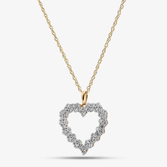 Yellow Gold Plated Sterling Silver 1.00ct Lab Grown Diamond Open Heart Pendant LGP45865-100SF