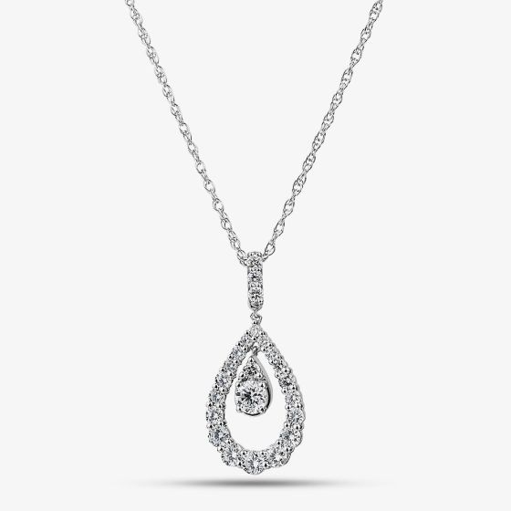 Sterling Silver 1.00ct Lab Grown Diamond Teardrop Pendant LGP46727-100SF