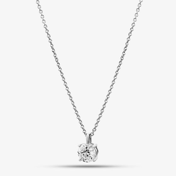 18ct White Gold 1.00ct Brilliant Cut Lab Grown Diamond Pendant Necklace P4336W/100C-18