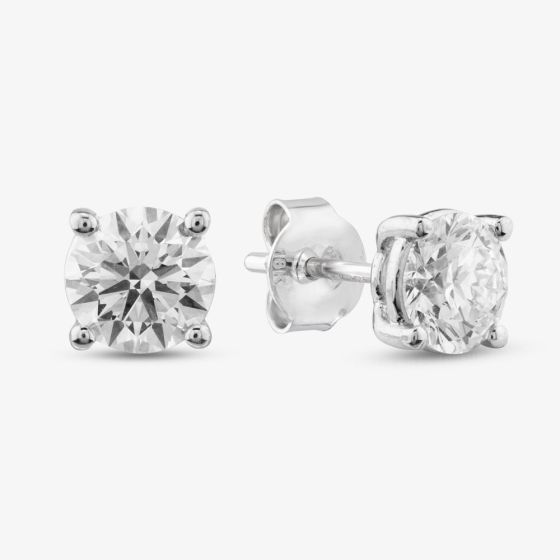 18ct White Gold Lab Grown 2.00ct Brilliant Cut Diamond Stud Earrings 118NY-W003
