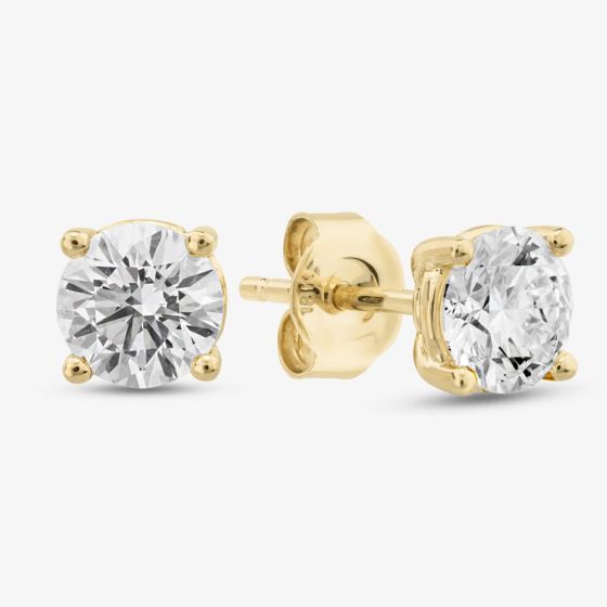 18ct Yellow Gold Certified Lab Grown 1.45ct Brilliant Cut Diamond Stud Earrings 118NW-L002