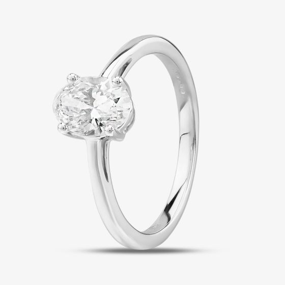 14ct White Gold Certificated Lab Grown 1.00ct Oval-Cut Diamond Solitaire Ring TH058402R