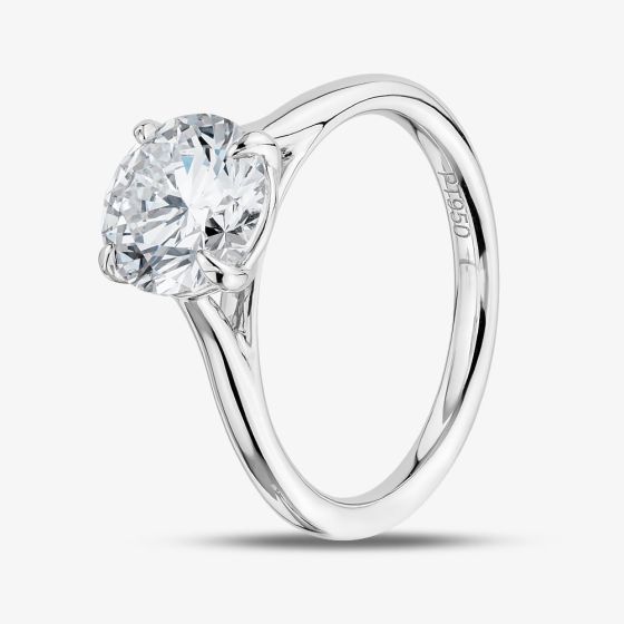 Platinum 2.05ct Brilliant Cut Lab Grown Diamond 4 Claw Solitaire Ring HLR294-SSRB42