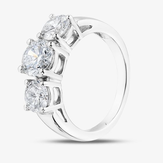Platinum 2.00ct Brilliant Cut Lab Grown Diamond Three Stone Ring LGR5026-200