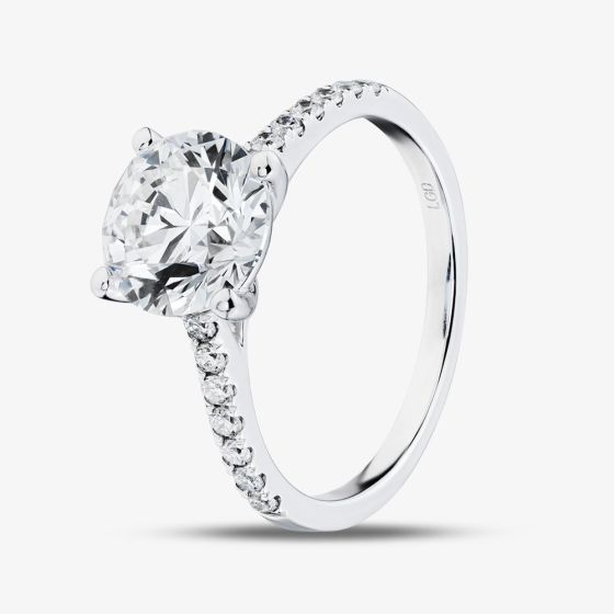 Platinum 2.20ct Round Lab Grown Diamond Shoulder Set Ring LGR35523-220SF