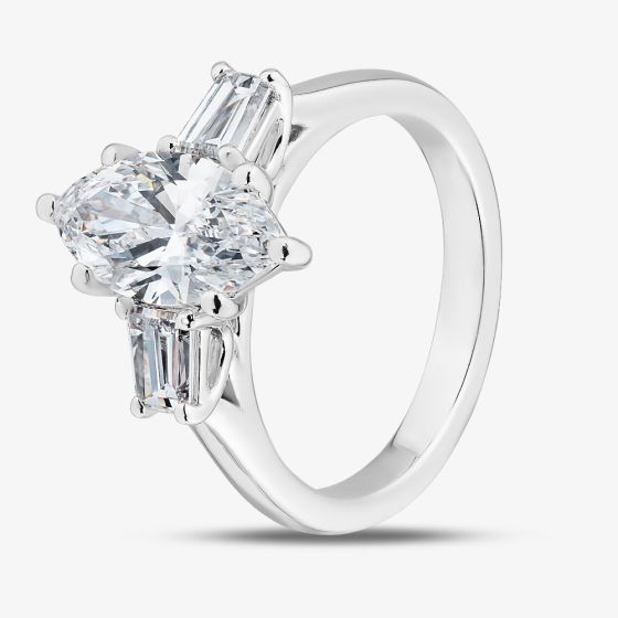 Platinum 2.62ct Certificated Marquise Cut Lab Grown Diamond Shoulder Set Solitaire Ring MISC 3