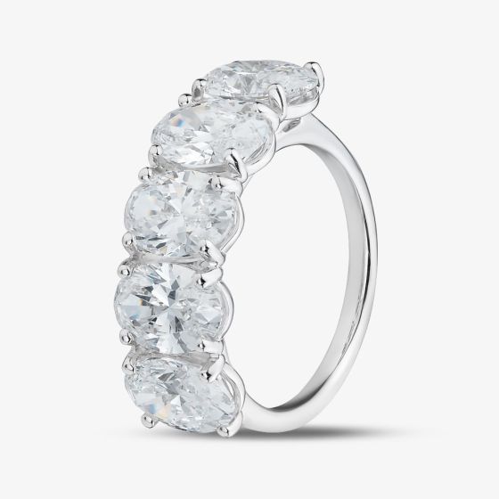 Platinum Certificated 5.06ct Lab Grown Oval Cut Diamond Eternity Ring U3796