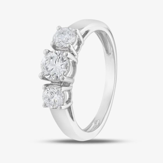 9ct White Gold Certified Lab Grown 1.00ct Brilliant Cut Diamond Three Stone Ring LGR5026-100 (WG)