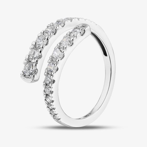 9ct White Gold 1.00ct Lab Grown Diamond Two Row Spiral Ring LGR43802-100
