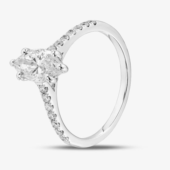 9ct White Gold 1.20ct Marquise Cut Lab Grown Diamond Shoulder Set Ring LGR47362-120SF
