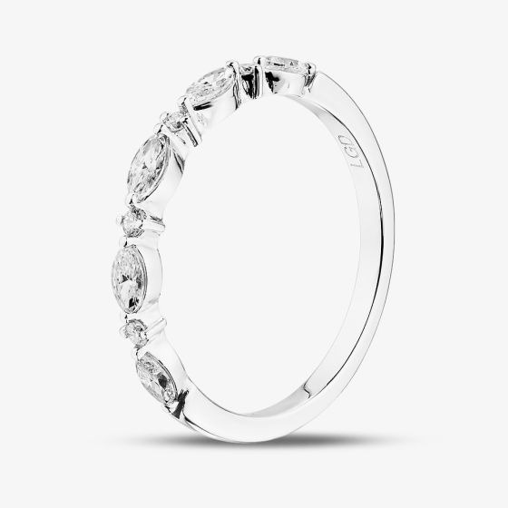 9ct White Gold 0.33ct Mixed Cut Lab Grown Diamond Half Eternity Ring LGR43796-33