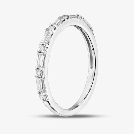 9ct White Gold 0.25ct Mixed Cut Lab Grown Diamond Half Eternity Ring LGR45675-25