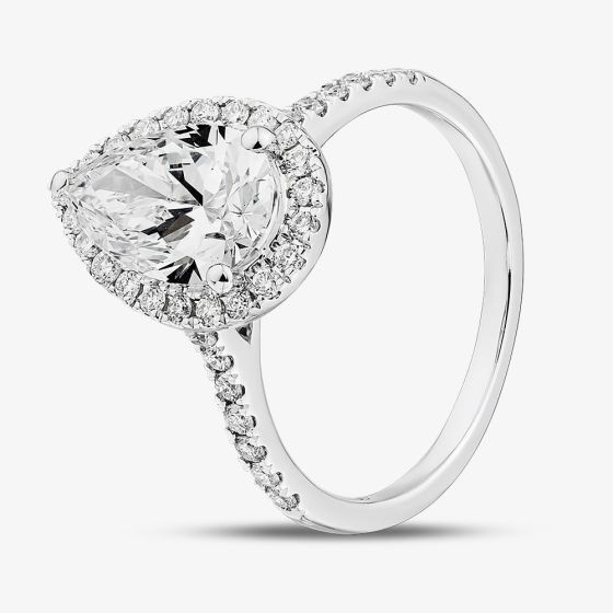 9ct White Gold Certified 2.40ct Pear Cut Lab Grown Diamond Halo Ring LGR43491-240SF