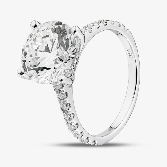 9ct White Gold Certified 4.50ct Lab Grown Diamond Shoulder Set Solitaire Ring LGR43483-450SF