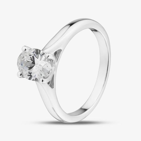 9ct White Gold 1.00ct Certificated Oval Cut Lab Grown Diamond Solitaire Ring LGR45981-100SF (WG)(CERT)