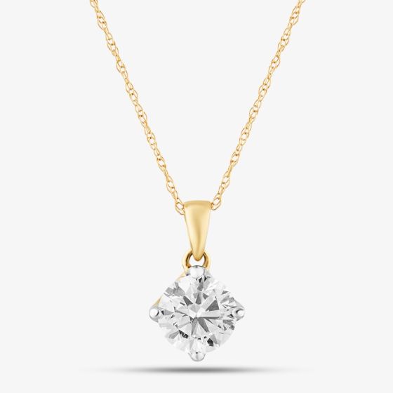 9ct Yellow Gold Lab Grown 1.00ct Brilliant Cut Diamond Pendant Necklace LGP3119-100AN (YG)
