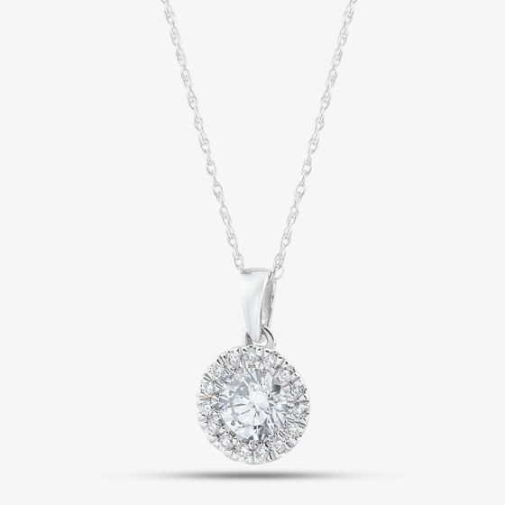 9ct White Gold Certified Lab Grown 0.60ct Brilliant Cut Diamond Halo Pendant Necklace LGP3125-60 (WG)