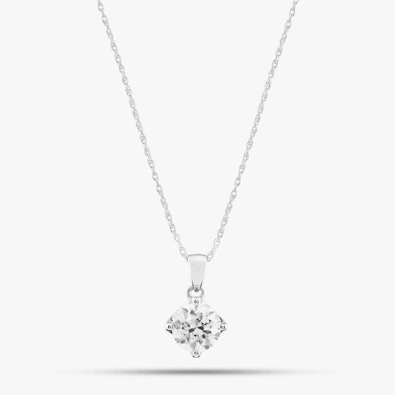 9ct White Gold Certificated Lab Grown 1.00ct Brilliant Cut Diamond Pendant Necklace LGP3119-100AN (WG)