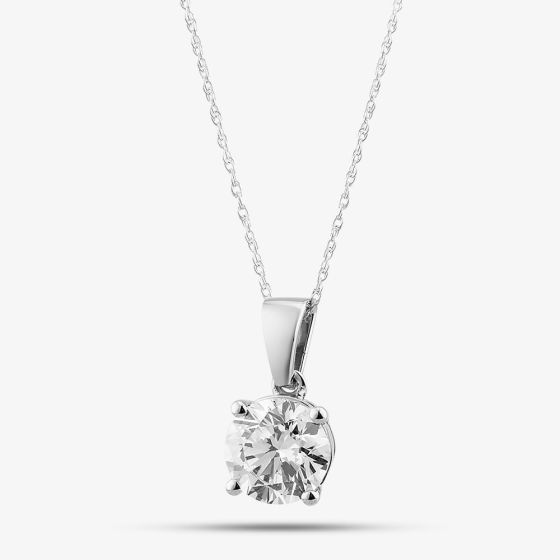 9ct White Gold Certified Lab Grown 2.00ct Brilliant Cut Diamond Pendant Necklace LGP3119-200 (WG)