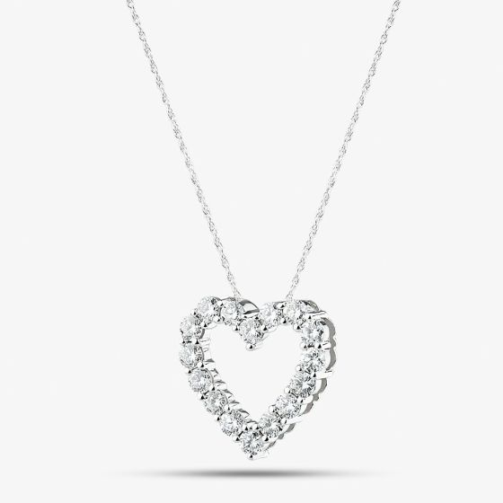 9ct White Gold 1.00ct Lab Grown Diamond Heart Pendant Necklace LGP41093-100 (WG)