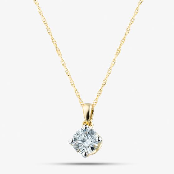 9ct Yellow Gold 0.50ct Lab Grown Diamond Solitaire Pendant Necklace LGP3119-50AN (YG)