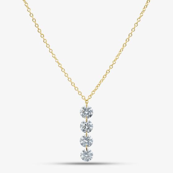 9ct Yellow Gold 1.00ct Lab Grown Diamond Four Drop Pendant Necklace LGN47032-100