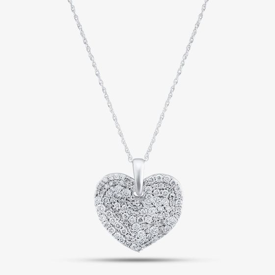 9ct White Gold Certified 1.00ct Lab Grown Diamond Heart Pendant Necklace LGP45515-100 (WG)