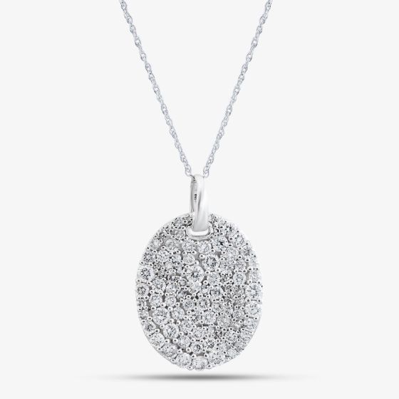 9ct White Gold Certified 1.00ct Lab Grown Diamond Oval Pendant Necklace LGP45518-100 (WG)