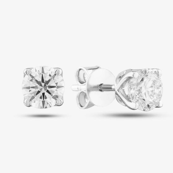 9ct White Gold Lab Grown 1.00ct Brilliant Cut Diamond Solitaire Stud Earrings LGE2534-100AN (WG)