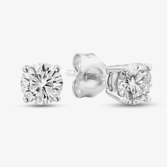 9ct White Gold 1.00ct Certified Lab Grown Brilliant Cut Diamond Stud Earrings LGE2534-100 (WG)