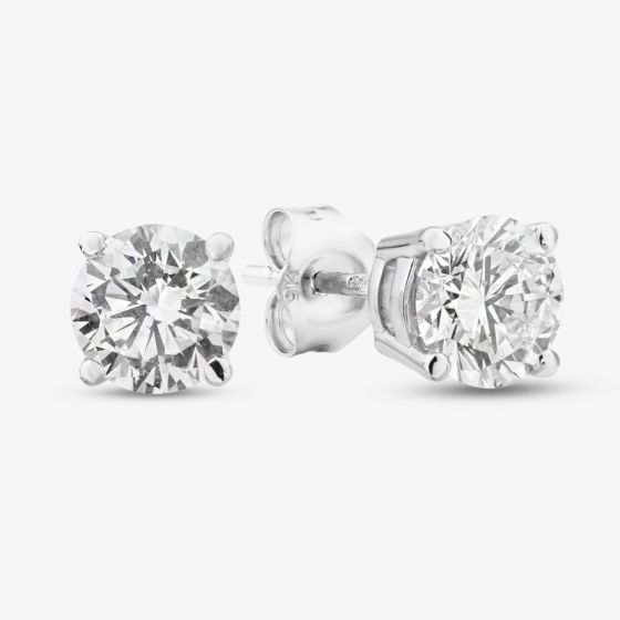 9ct White Gold 2.00ct Certified Lab Grown Brilliant Cut Diamond Stud Earrings LGE2534-200 (WG)