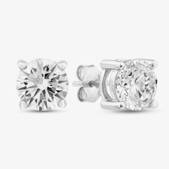 9ct White Gold 3.00ct Certified Lab Grown Brilliant Cut Diamond Stud Earrings LGE2534-300AP (WG)