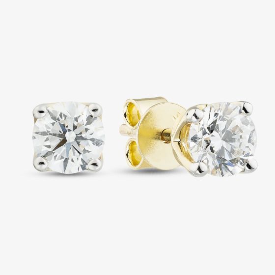 9ct Yellow Gold 1.00ct Lab Grown Diamond 4 Claw Stud Earrings LGE2534-100AN