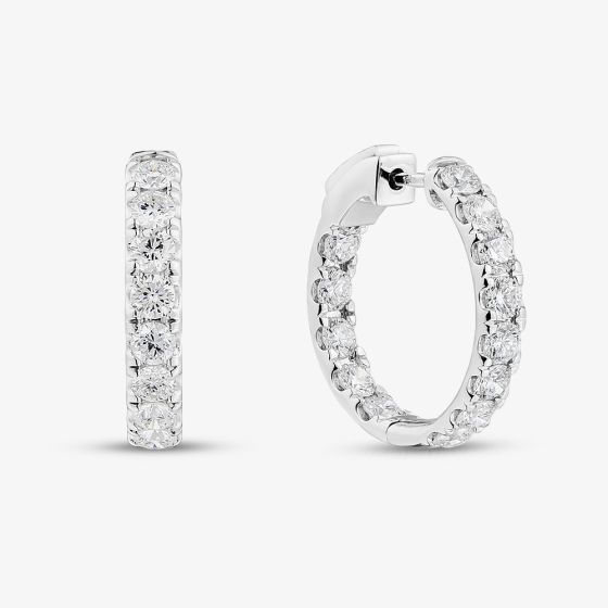 9ct White Gold 2.00ct Certificated Round Cut Lab Grown Diamond Hoop Earrings LGE48750-200 (WG)(CERT)