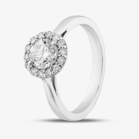 18ct White Gold Lab Grown 0.92ct Brilliant Cut Diamond Halo Ring 078SS-W001