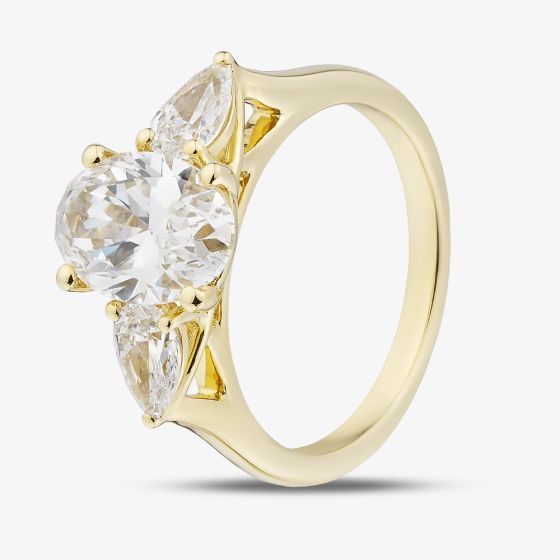 18ct Yellow Gold 2.58ct Certificated Oval Cut Lab Grown Diamond Three Stone Ring MISC 4