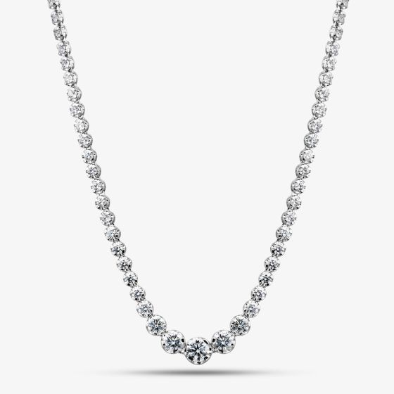 9ct White Gold Certified 10.00ct Lab Grown Diamond Graduated Tennis Necklace LGN23469-1000SF