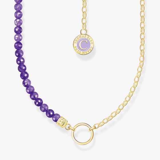 THOMAS SABO Gold Plated Member Charm Violet Bead Necklace KE2190-427-13-L45V