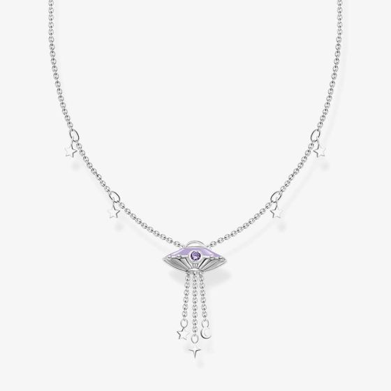 THOMAS SABO Silver UFO Stars Purple Enamel Necklace KE2197-041-21-L45V