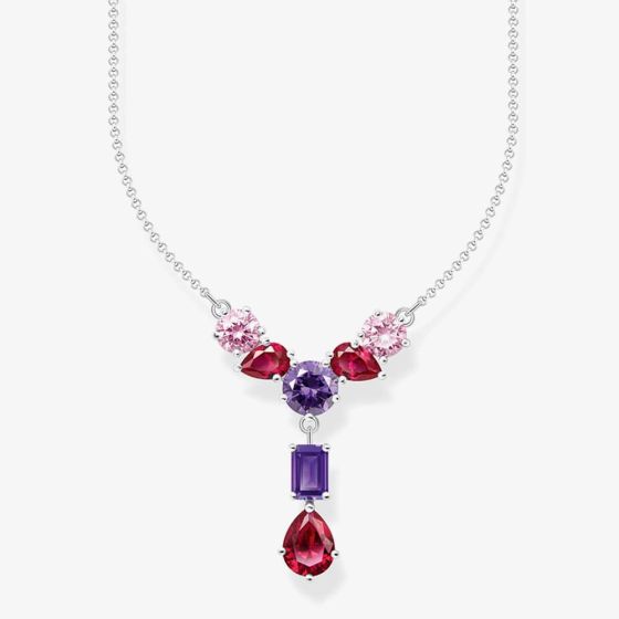 THOMAS SABO Silver Seven Multicoloured Cubic Zirconia Y-Shape Necklace KE2195-477-7-L45V